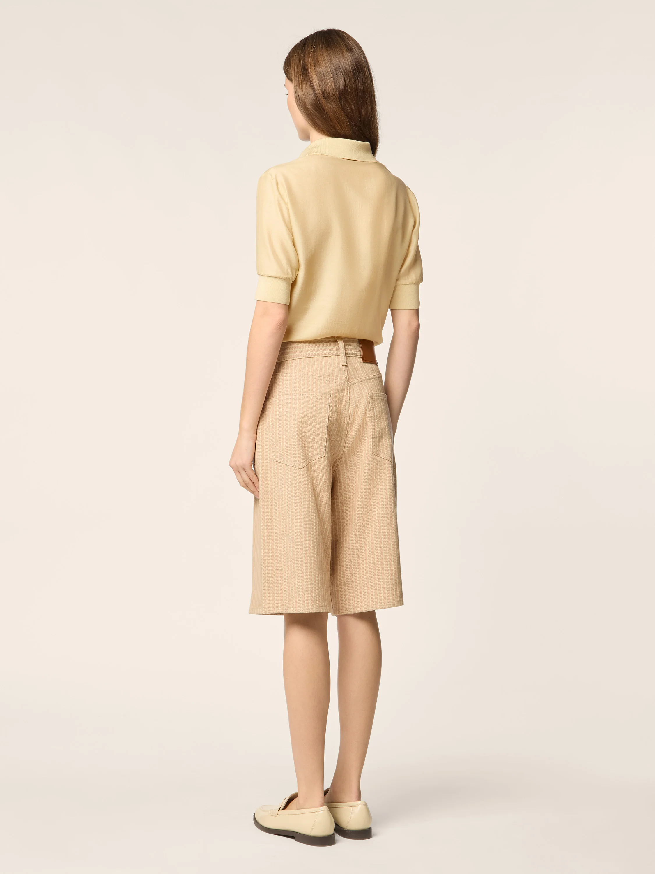 Amber – Cotton-Linen Herringbone Canvas Bermudas - Image 4