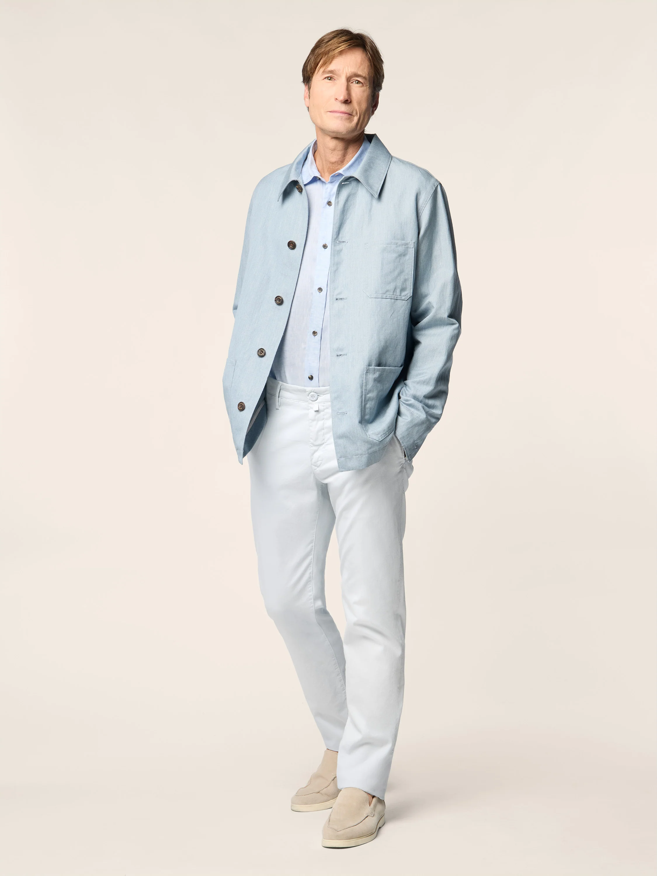 Bobby - Slim Chino Pants in Honeycomb Stretch Cotton - Image 5