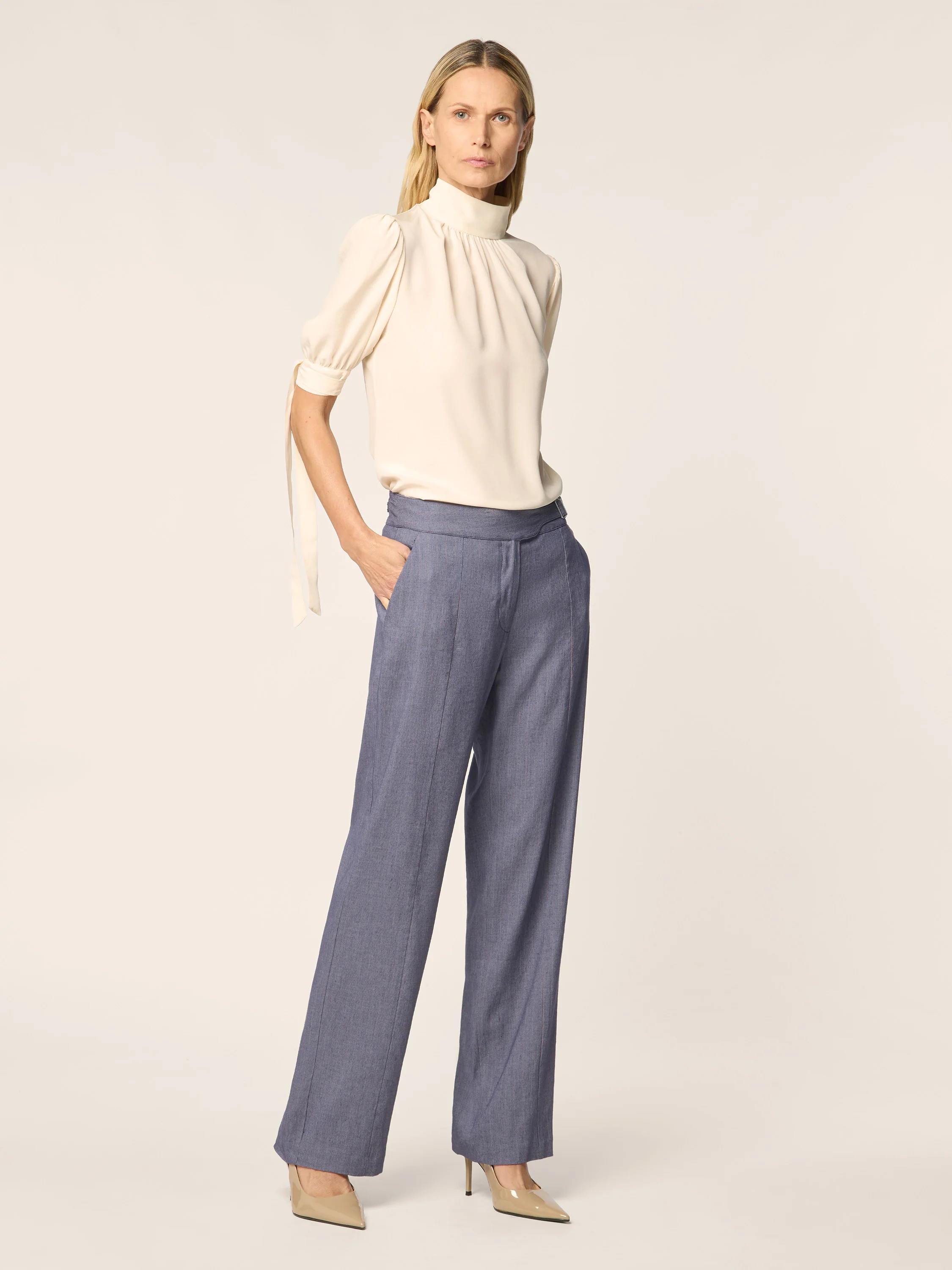 Daisy – Pants in Pinstripe Stretch Canvas - Image 3