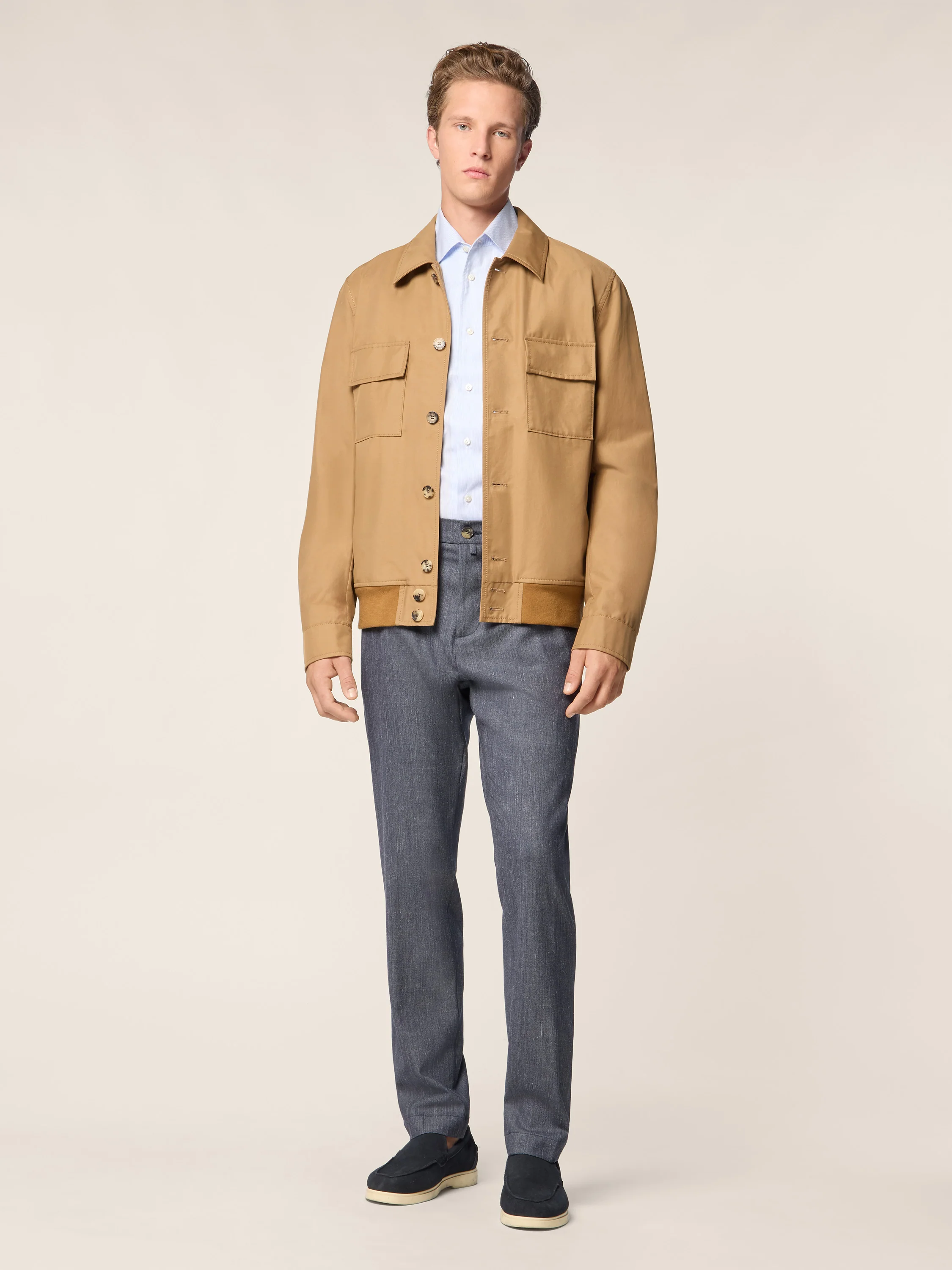Gray – Pants in Wool, Silk and Linen Stretch Gabardine Loro Piana - Image 3