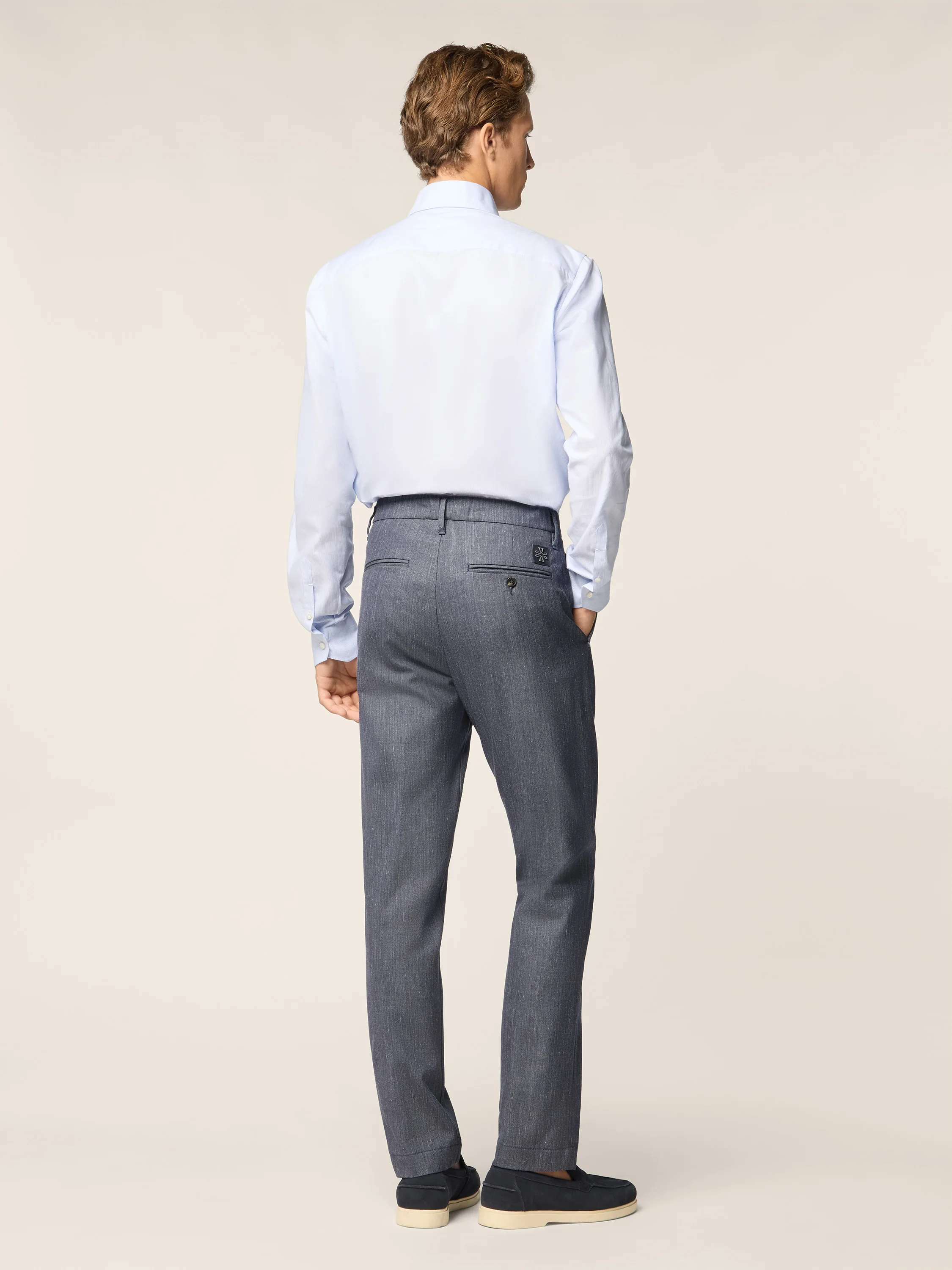 Gray – Pants in Wool, Silk and Linen Stretch Gabardine Loro Piana - Image 4