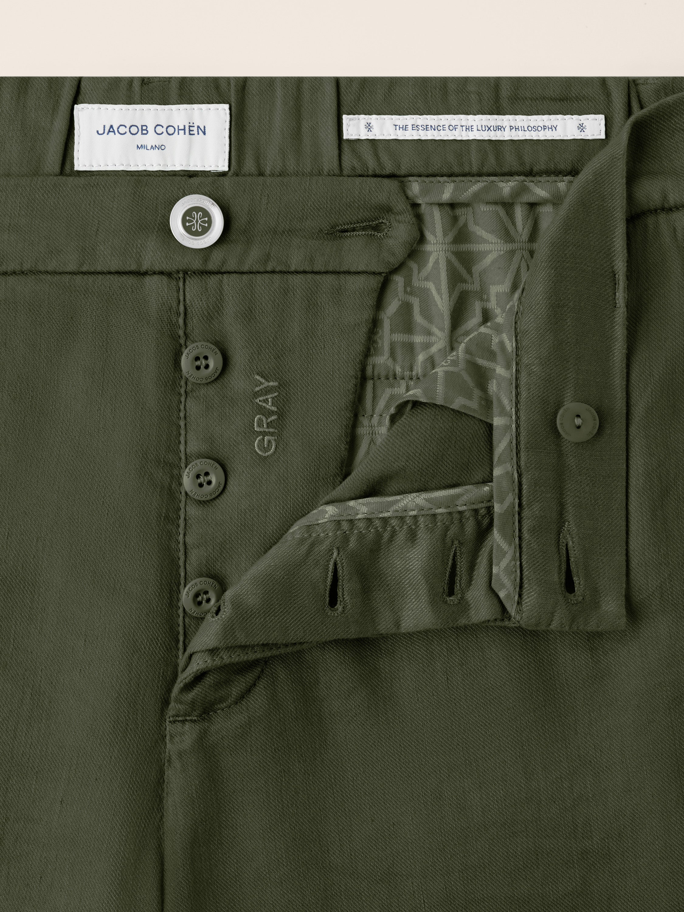 Gray – Pants in Cotton and Linen gabardine stretch - Image 4