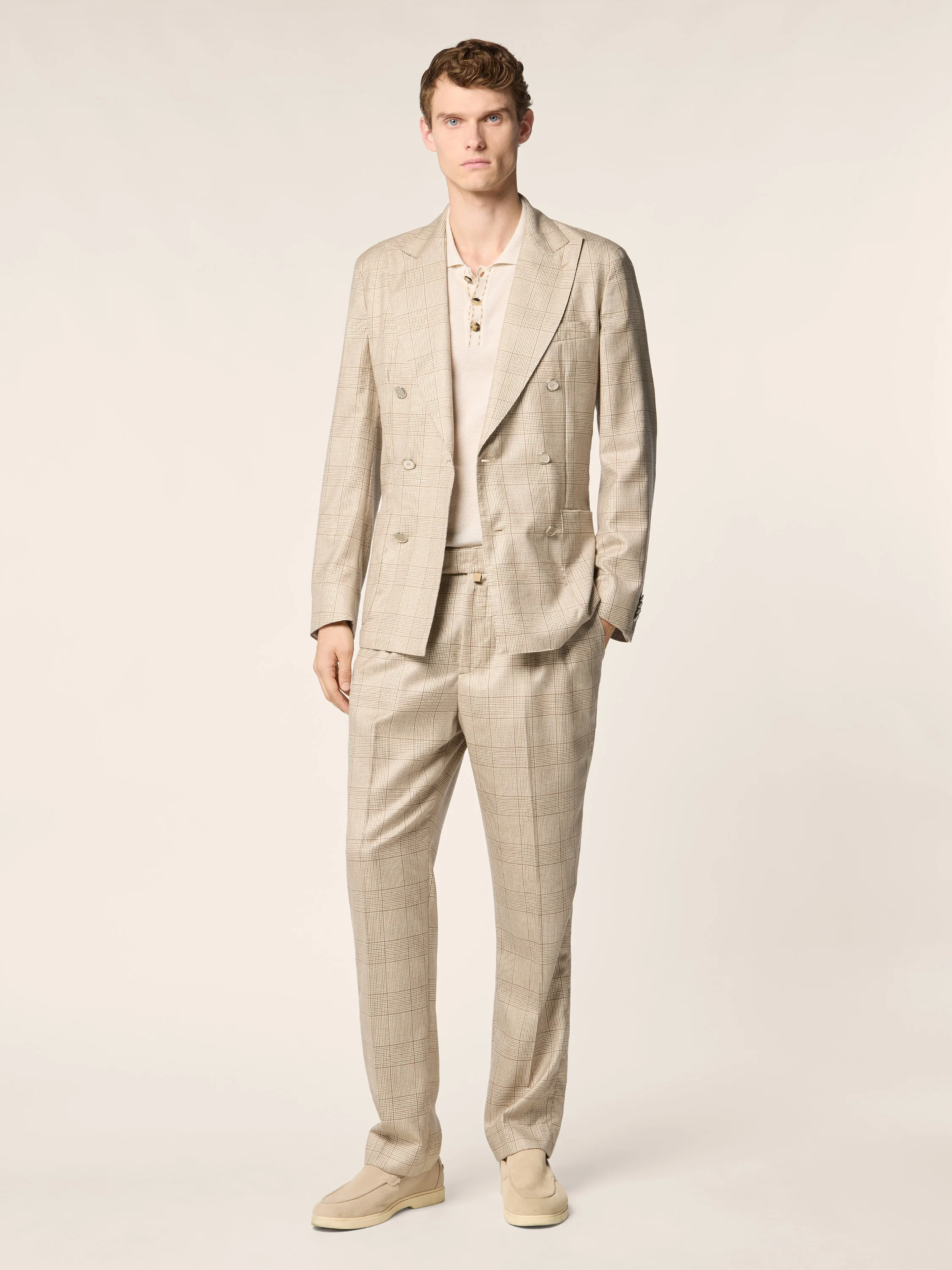 Lucas - Pants in Cashmere and Silk Prince of Wales Loro Piana - Image 3
